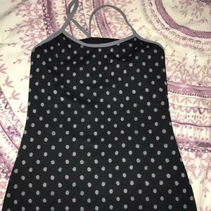 Black and grey lululemon polka dot power y tank